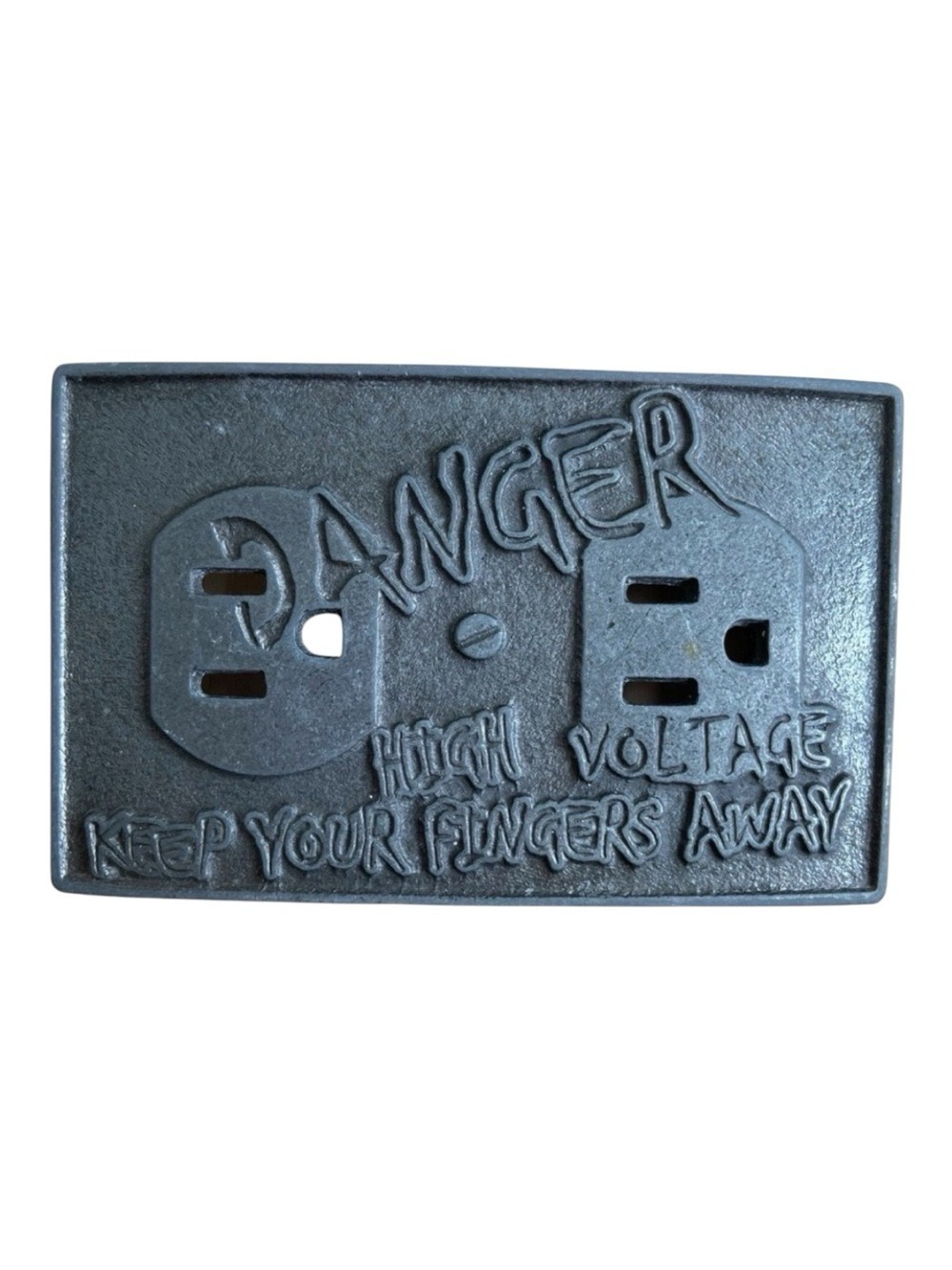 Danger High Voltage Belt Buckle Electrical Outlet Metal Industrial Unisex